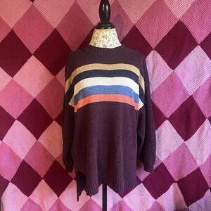 burgundy chenille striped oversized sweater